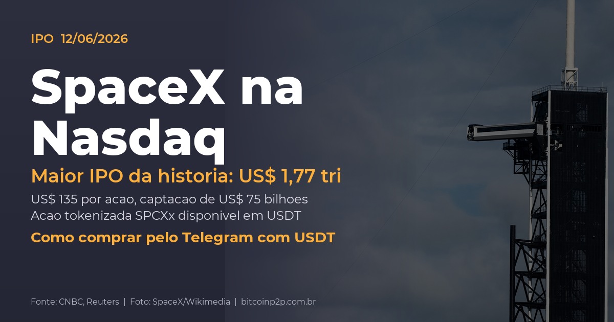 Como comprar ações da SpaceX (SPCX) pelo Telegram com USDT no IPO de 12 de junho